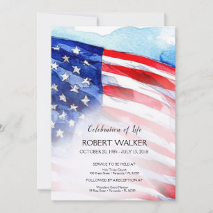 Watercolor Flag Life Celebration  Invitation