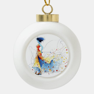 Watercolor Flamenco Dancer – Joy in Motion #2 Ceramic Ball Christmas Ornament