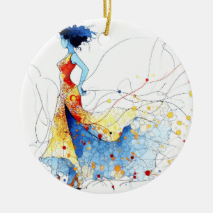 Watercolor Flamenco Dancer – Joy in Motion #2 Ceramic Ornament
