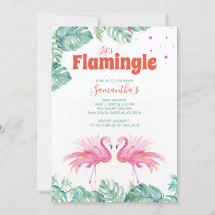 Watercolor Flamingo Baby Shower Invitation