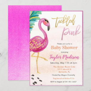 Watercolor Flamingo Baby Shower Invitation
