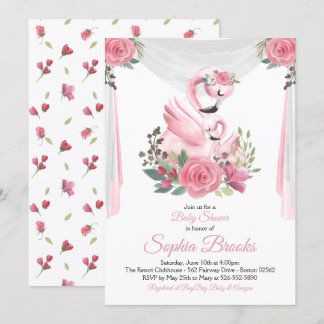 Watercolor Flamingo Baby Shower Invitation