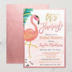 Watercolor Flamingo Bridal Shower Invitation