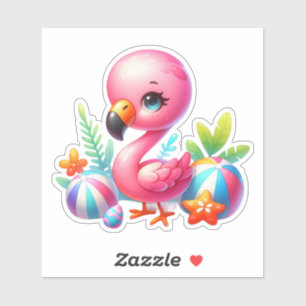Watercolor Flamingo Cartoon Clipart 