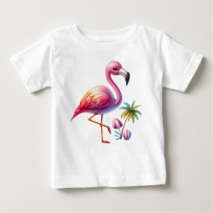 Watercolor Flamingo Cartoon Clipart Baby T-Shirt