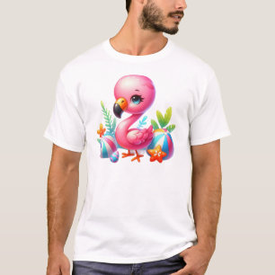 Watercolor Flamingo Cartoon Clipart T-Shirt