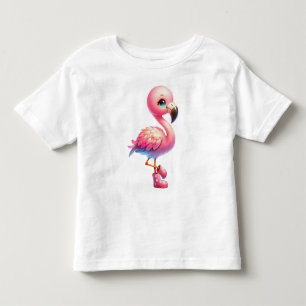 Watercolor Flamingo Cartoon Clipart Toddler T-Shirt