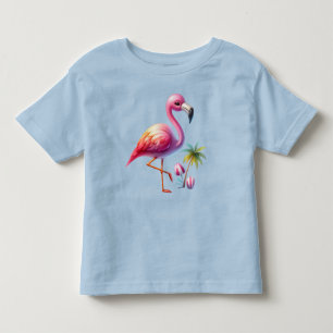 Watercolor Flamingo Cartoon Clipart Toddler T-Shirt