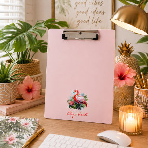 Watercolor Flamingo Floral Clipboard