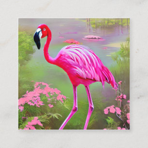 Watercolor Flamingo Graphic Square Business Card