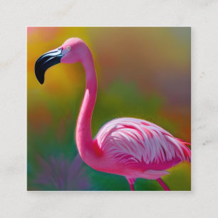 Watercolor Flamingo Graphic Square Business Card