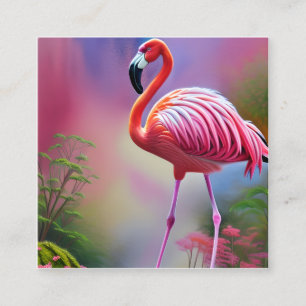 Watercolor Flamingo Graphic Square Business Card