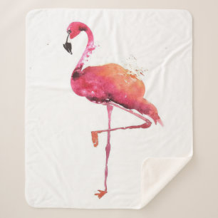 Watercolor Flamingo Lovers Funny Flamingo Lovers Sherpa Blanket