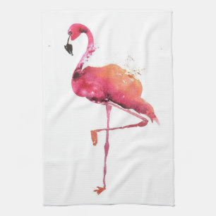 Watercolor Flamingo Lovers   Funny Flamingo Lovers Tea Towel