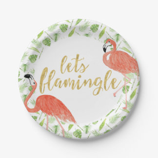 Watercolor Flamingo Party Paper Plates
