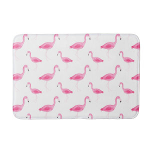 Watercolor Flamingo Pattern Bath Mat