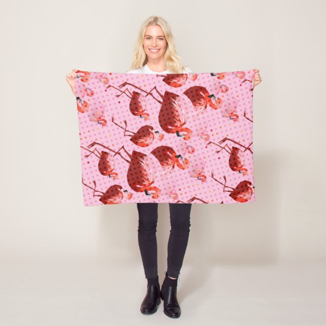 Watercolor Flamingo Pattern Fleece Blanket (In Situ)