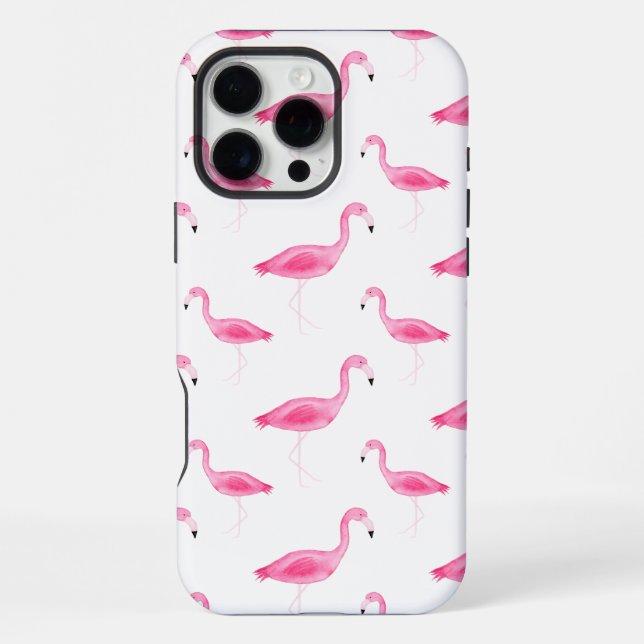 Watercolor Flamingo Pattern iPhone Case (Back)