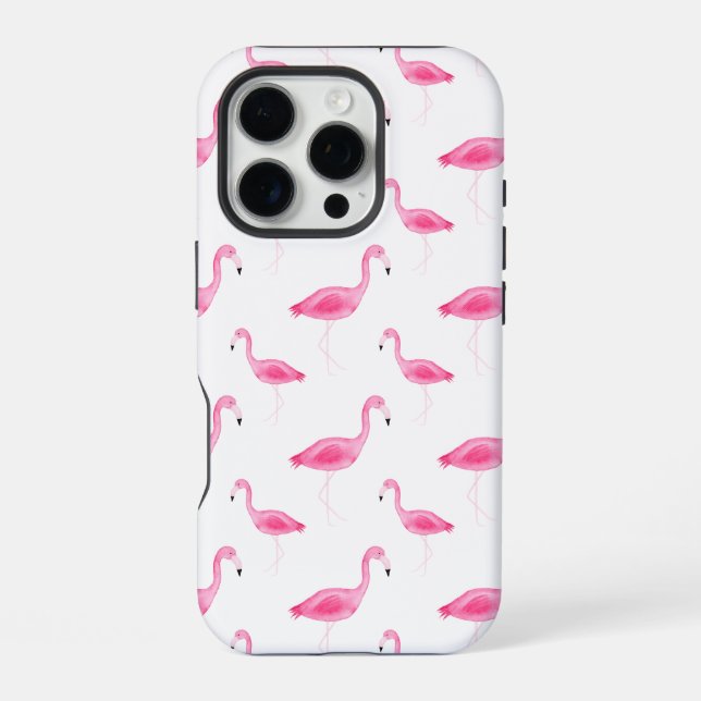 Watercolor Flamingo Pattern iPhone Case (Back)