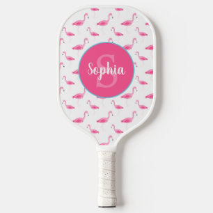 Watercolor Flamingo Pattern Personalised Pickleball Paddle