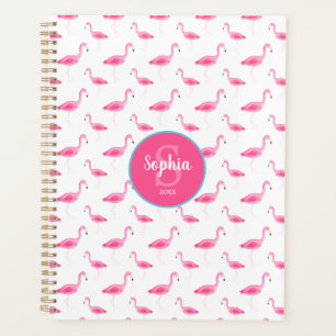 Watercolor Flamingo Pattern Personalised Planner