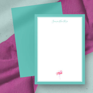 Watercolor Flamingo Personalised Stationery Card