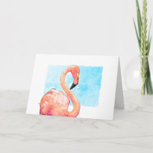 Watercolor Flamingo Pink Blank Greeting  Note Card