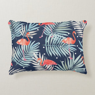 Watercolor Flamingo: Pink Tropical Elegance. Decorative Cushion