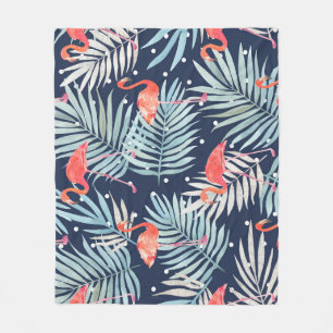 Watercolor Flamingo: Pink Tropical Elegance. Fleece Blanket