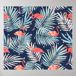 Watercolor Flamingo: Pink Tropical Elegance. Poster