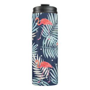 Watercolor Flamingo: Pink Tropical Elegance. Thermal Tumbler