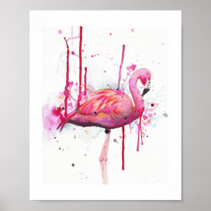 watercolor flamingo poster