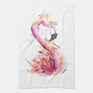 Watercolor Flamingo Print Art   Funny Flamingo Tea Towel