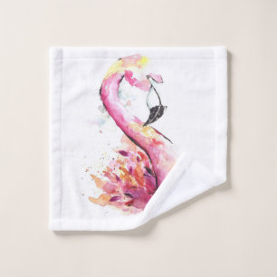 Watercolor Flamingo Print Art   Funny Flamingo Wash Cloth