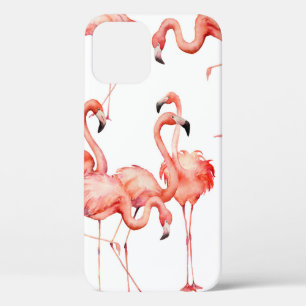 Watercolor flamingo seamless pattern. Hand painted iPhone 12 Case