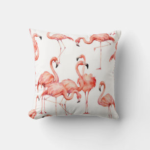 Watercolor flamingo seamless pattern. Hand painted Cushion