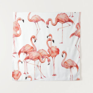 Watercolor flamingo seamless pattern. Hand painted Tapestry