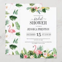 Watercolor Flamingo Tropical Floral Bridal Shower