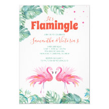 Watercolor Flamingo Twins Birthday Party