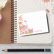 Watercolor Flamingo With Roses Personalised