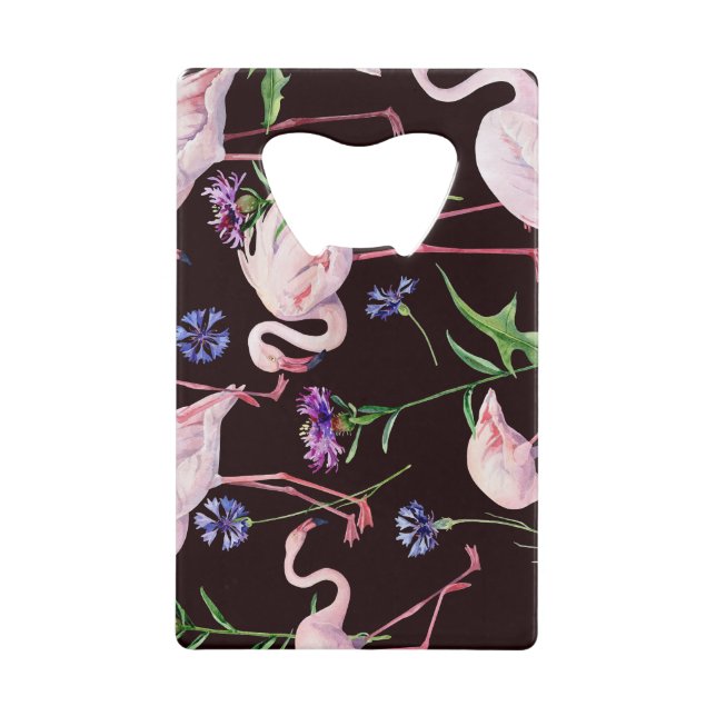 Watercolor flamingos and wild flowers pattern. (Front)