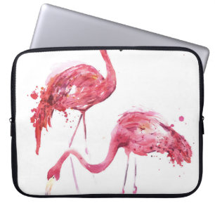 Watercolor Flamingos, Elegant Design. Laptop Sleeve
