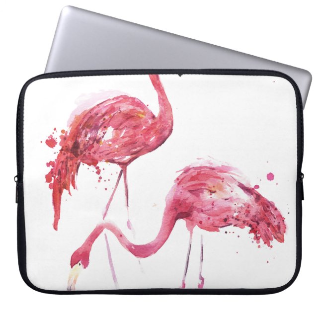 Watercolor Flamingos, Elegant Design. Laptop Sleeve (Front)