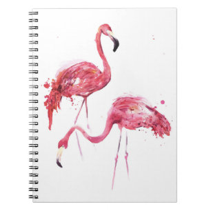 Watercolor Flamingos, Elegant Design. Notebook