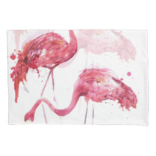 Watercolor Flamingos, Elegant Design. Pillowcase