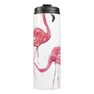 Watercolor Flamingos, Elegant Design. Thermal Tumbler