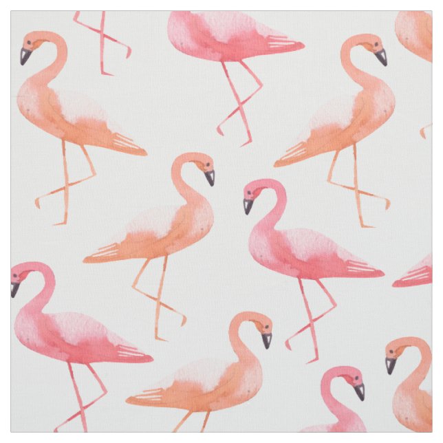 Watercolor Flamingos Fabric (Swatch)