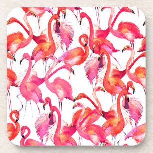 Watercolor Flamingos In Watercolors Coaster