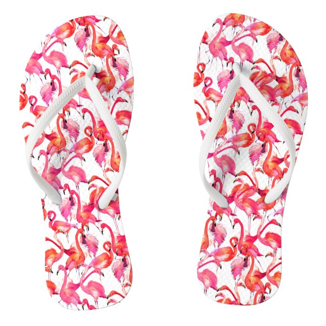 Watercolor Flamingos In Watercolors Thongs (Footbed)
