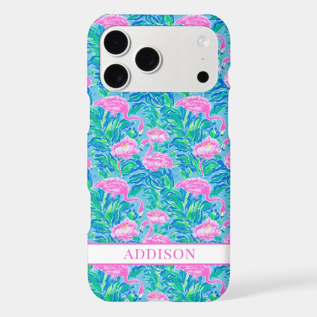 Watercolor Flamingos Monogrammed (Back)